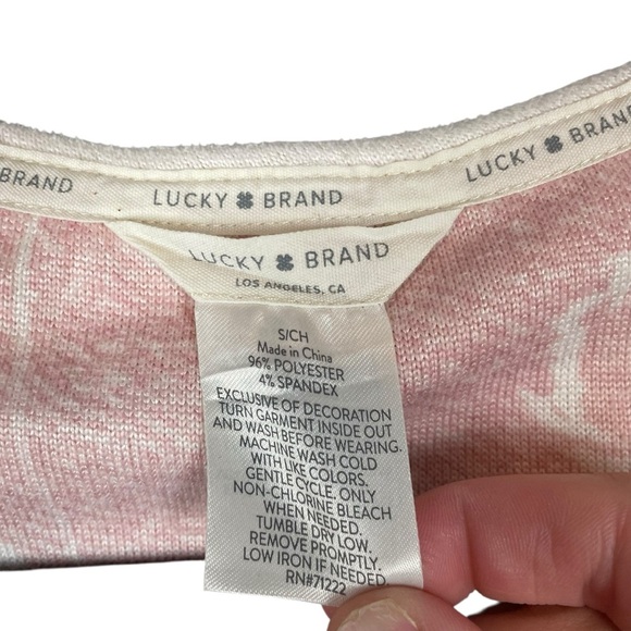 Lucky Brand Pink Floral Burnout Tee Shirt Short Sleeve Size S - Picture 3 of 4
